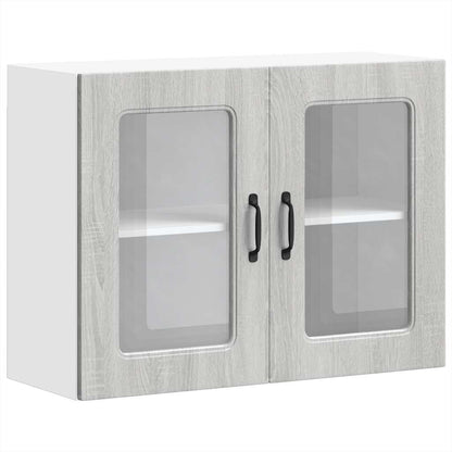 vidaXL Kitchen Wall Cabinet with Glass Door Kalmar Grey Sonoma Engineered Wood