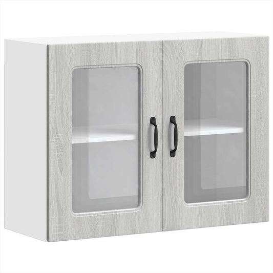 vidaXL Kitchen Wall Cabinet with Glass Door "Kalmar" Grey Sonoma Engineered Wood
