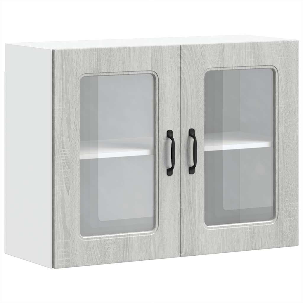 vidaXL Kitchen Wall Cabinet with Glass Door "Kalmar" Grey Sonoma