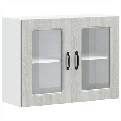 vidaXL Kitchen Wall Cabinet with Glass Door "Kalmar" Grey Sonoma