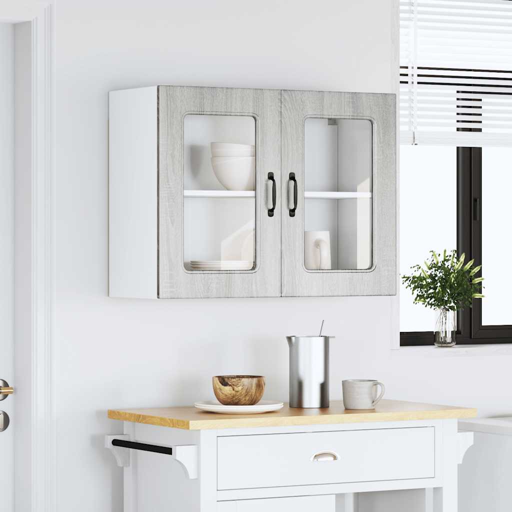 vidaXL Kitchen Wall Cabinet with Glass Door "Kalmar" Grey Sonoma