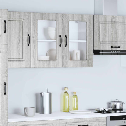 vidaXL Kitchen Wall Cabinet with Glass Door "Kalmar" Grey Sonoma