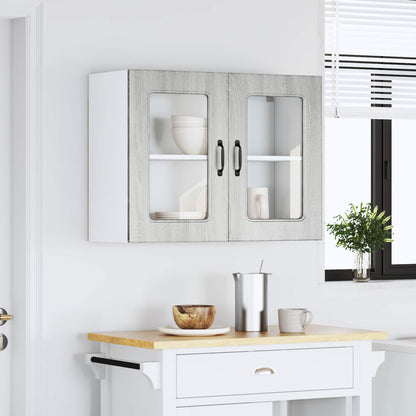 vidaXL Kitchen Wall Cabinet with Glass Door "Kalmar" Grey Sonoma