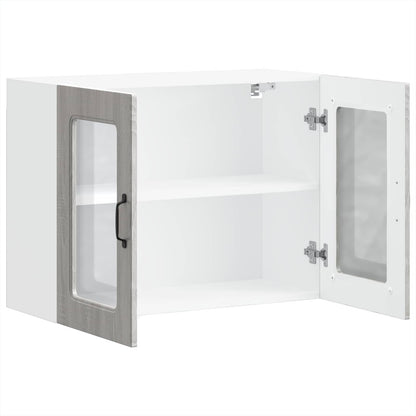 vidaXL Kitchen Wall Cabinet with Glass Door "Kalmar" Grey Sonoma