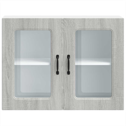 vidaXL Kitchen Wall Cabinet with Glass Door "Kalmar" Grey Sonoma