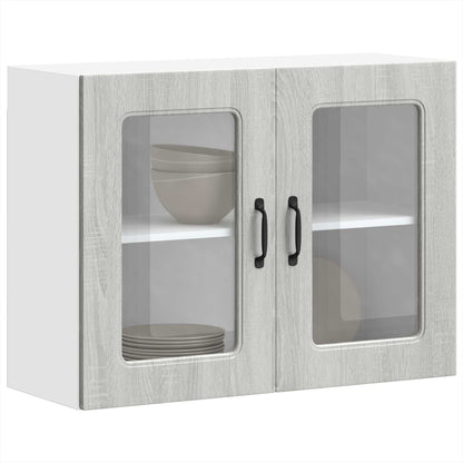 vidaXL Kitchen Wall Cabinet with Glass Door "Kalmar" Grey Sonoma