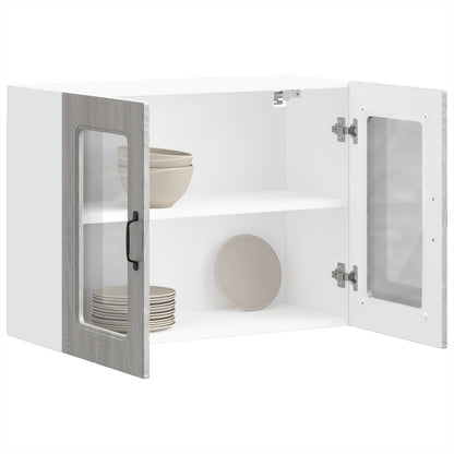 vidaXL Kitchen Wall Cabinet with Glass Door "Kalmar" Grey Sonoma