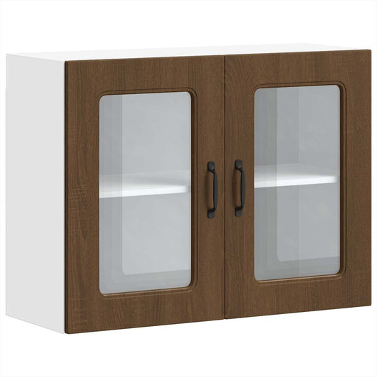 vidaXL Kitchen Wall Cabinet with Glass Door "Kalmar" Brown Oak Engineered Wood