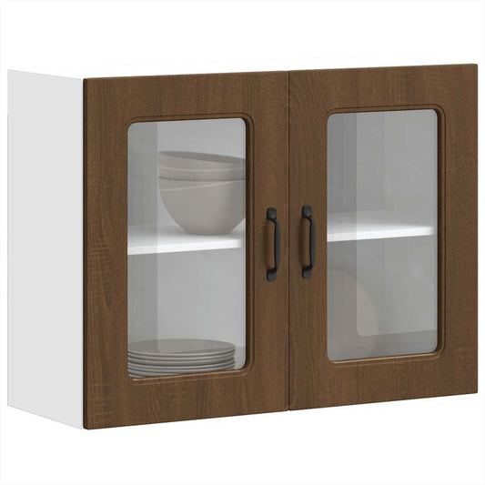 vidaXL Kitchen Wall Cabinet with Glass Door "Kalmar" Brown Oak Engineered Wood
