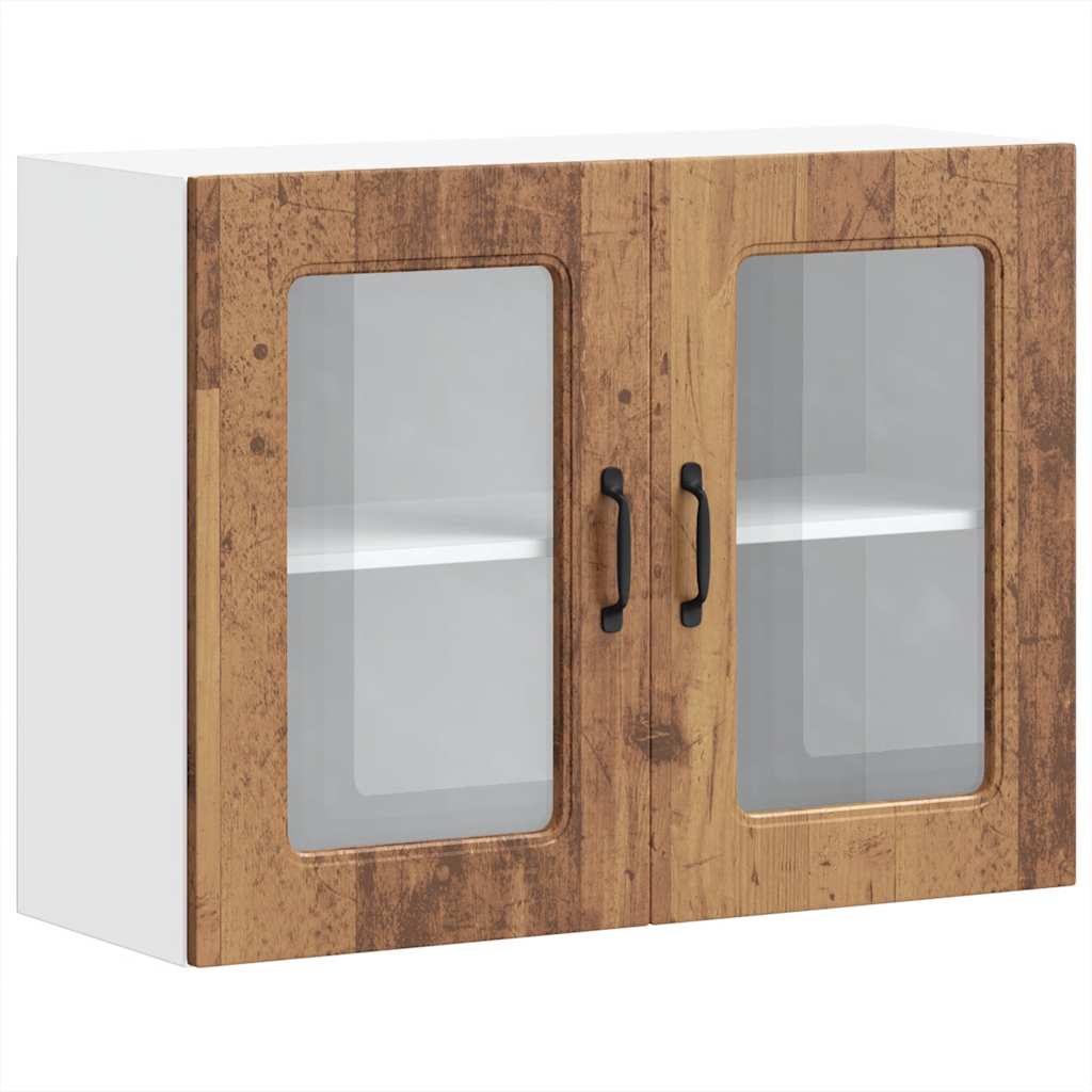 vidaXL Kitchen Wall Cabinet with Glass Door Kalmar Old Wood Engineered Wood