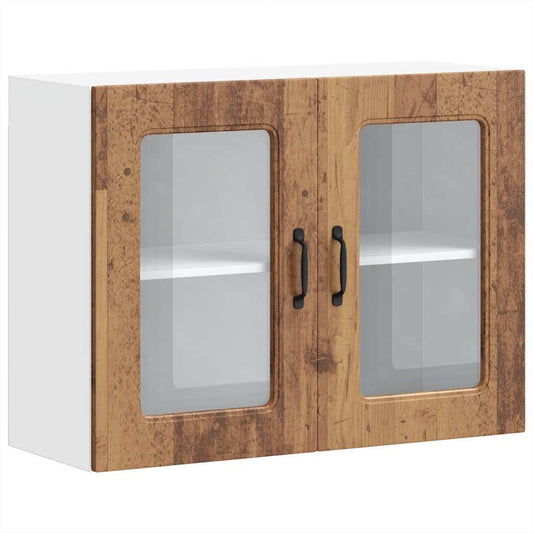 vidaXL Kitchen Wall Cabinet with Glass Door "Kalmar" Old Wood Engineered Wood