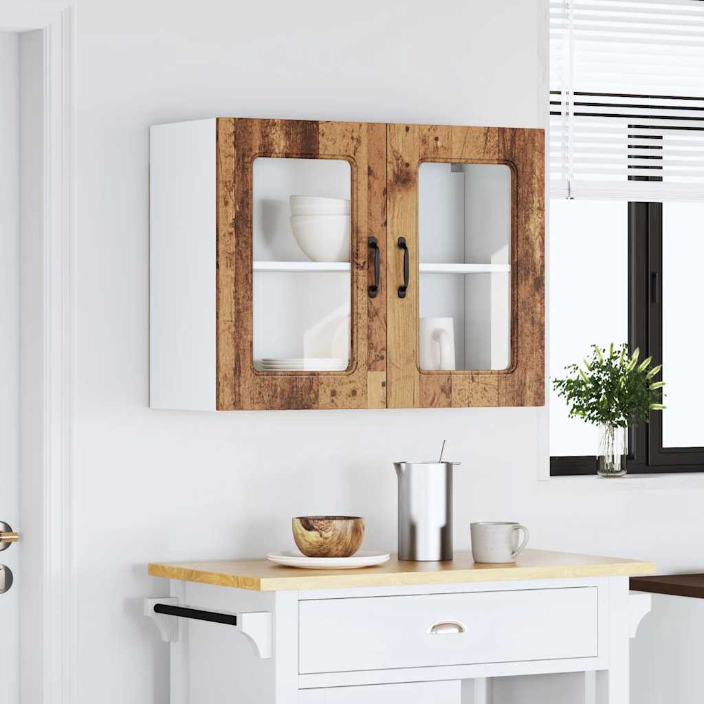 vidaXL Kitchen Wall Cabinet with Glass Door "Kalmar" Old Wood