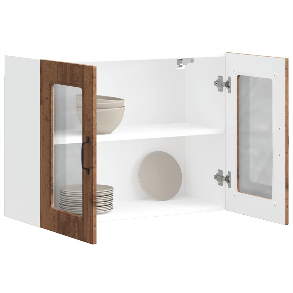 vidaXL Kitchen Wall Cabinet with Glass Door Kalmar Old Wood Engineered Wood