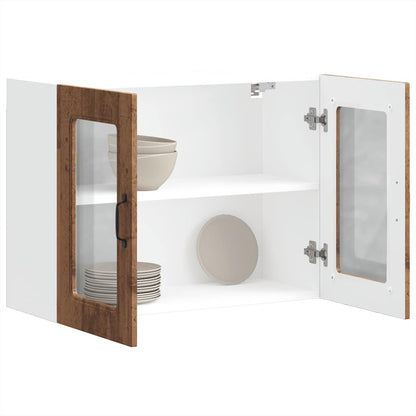 vidaXL Kitchen Wall Cabinet with Glass Door Kalmar Old Wood Engineered Wood