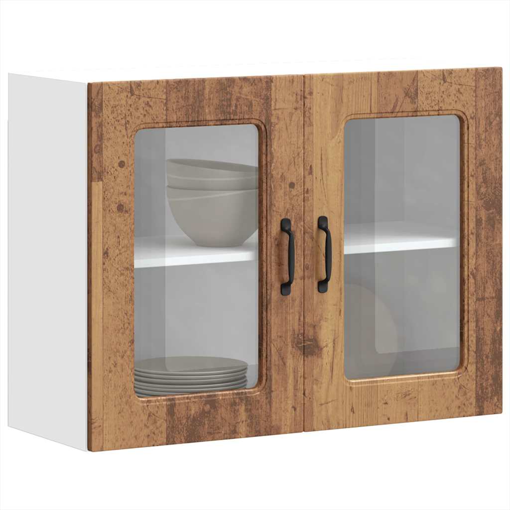 vidaXL Kitchen Wall Cabinet with Glass Door Kalmar Old Wood Engineered Wood