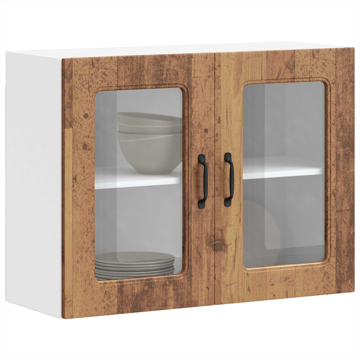 vidaXL Kitchen Wall Cabinet with Glass Door "Kalmar" Old Wood