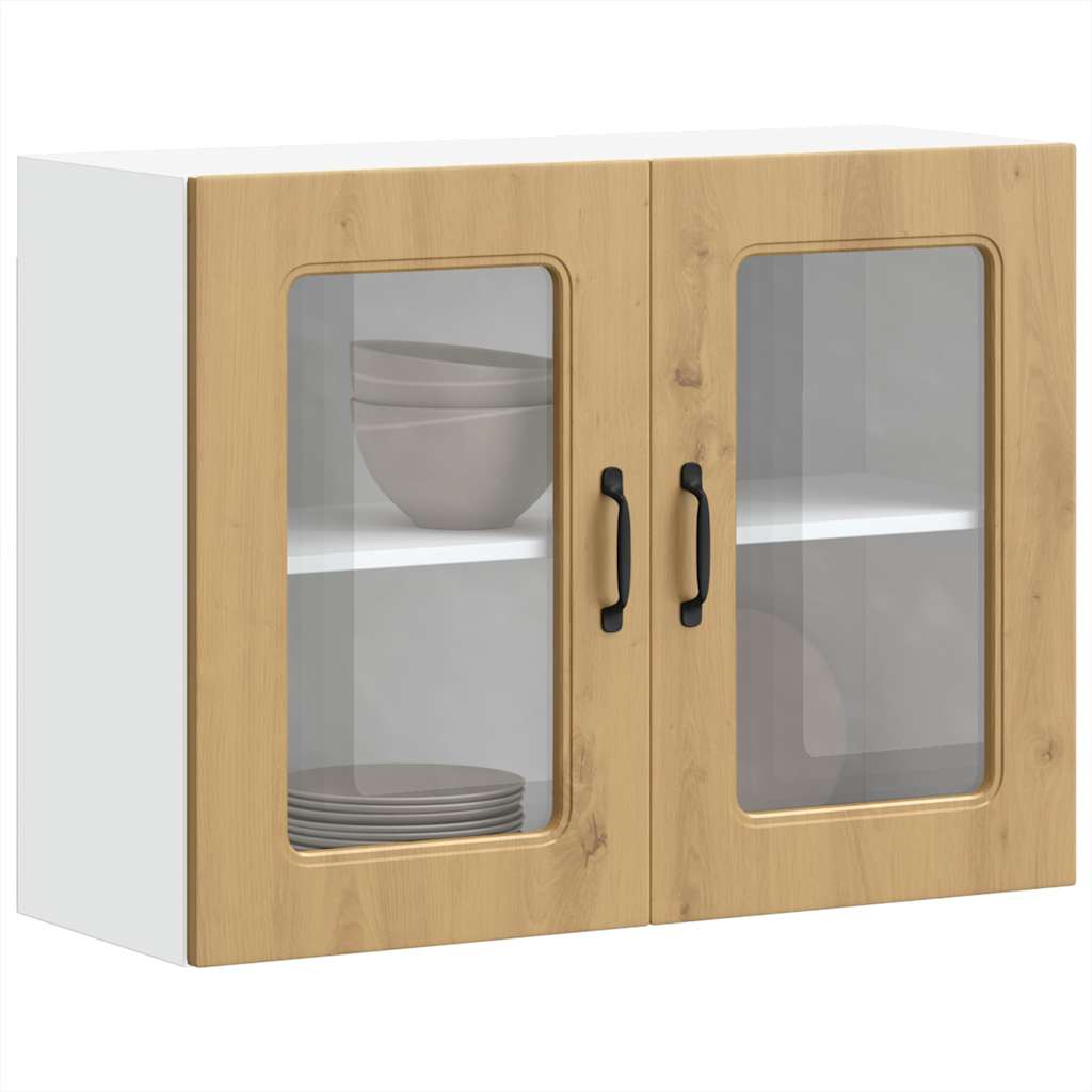 vidaXL Kitchen Wall Cabinet with Glass Door Kalmar Artisan Oak Engineered Wood