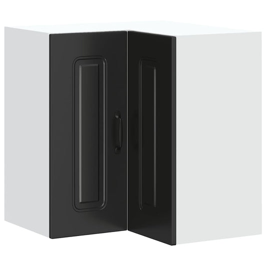 vidaXL Kitchen Wall Corner Cabinet "Kalmar" Black Engineered Wood