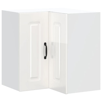 vidaXL Kitchen Wall Corner Cabinet "Kalmar" High Gloss White Engineered Wood