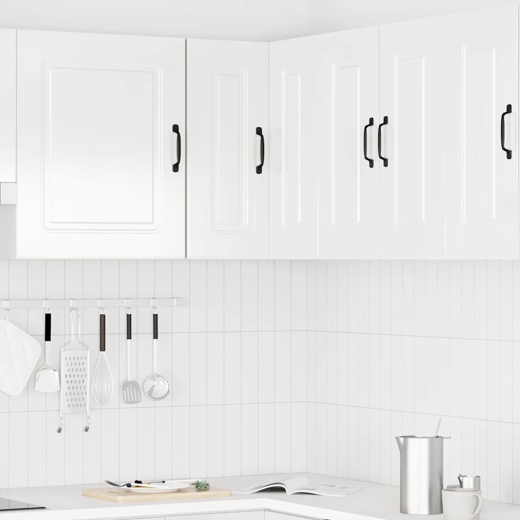 vidaXL Kitchen Wall Corner Cabinet "Kalmar" High Gloss White Engineered Wood