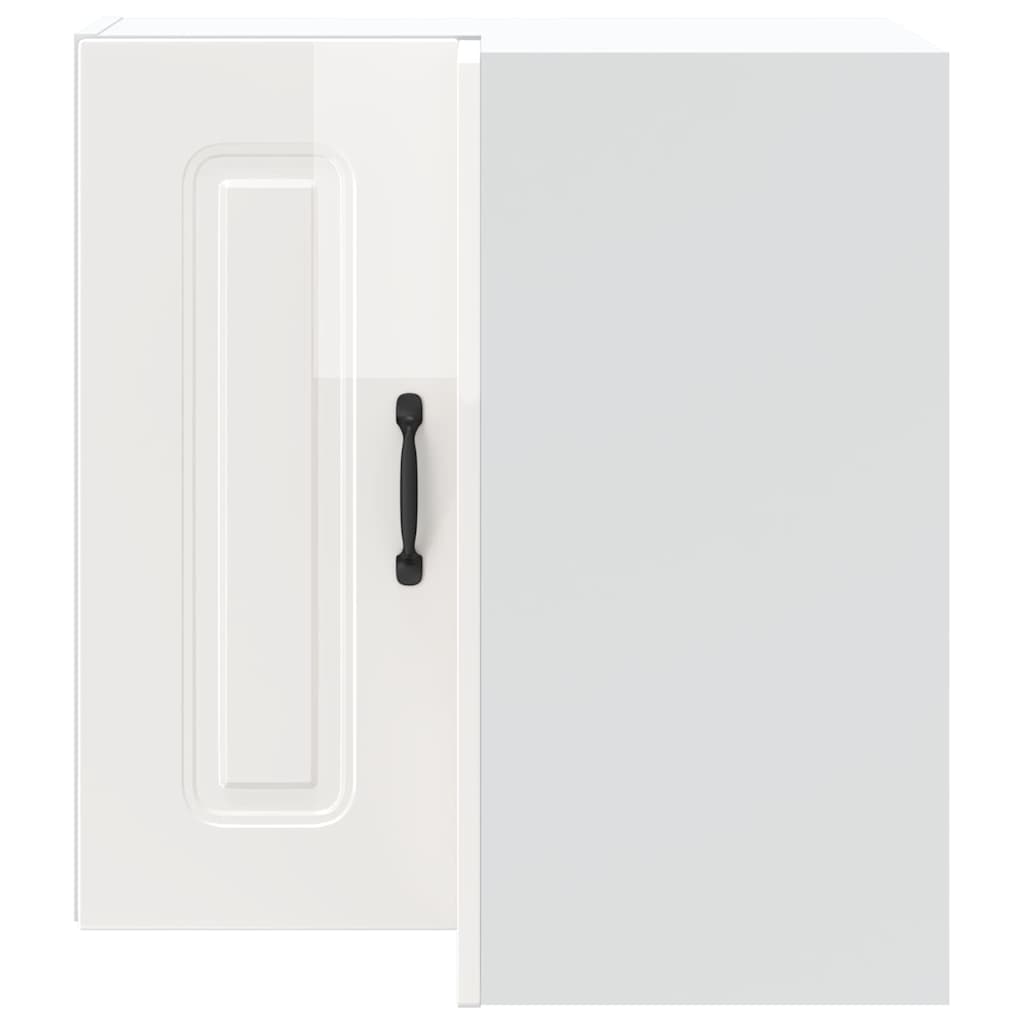 vidaXL Kitchen Wall Corner Cabinet "Kalmar" High Gloss White Engineered Wood