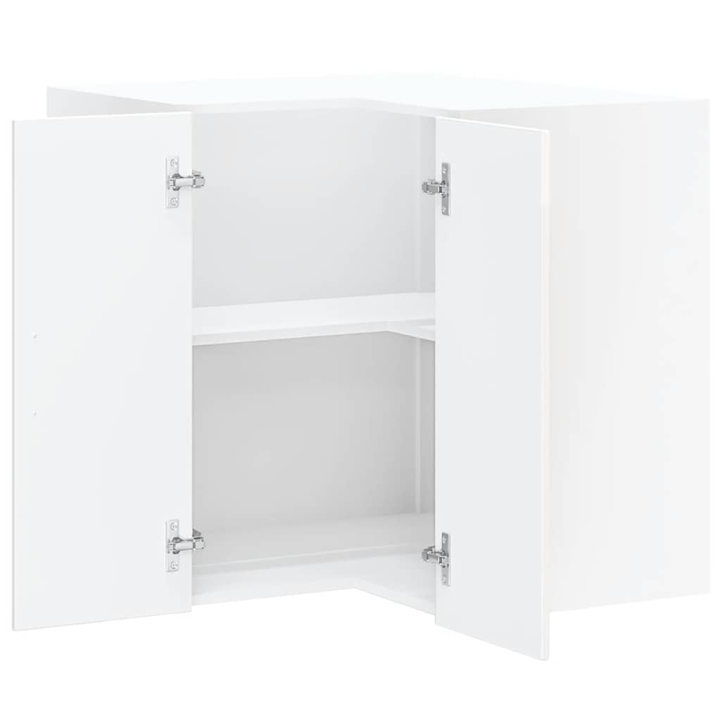 vidaXL Kitchen Wall Corner Cabinet "Kalmar" High Gloss White Engineered Wood