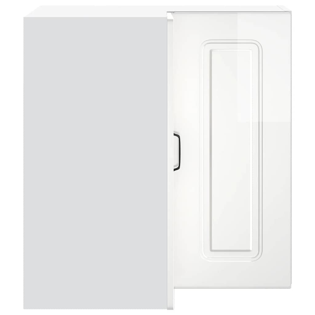 vidaXL Kitchen Wall Corner Cabinet "Kalmar" High Gloss White Engineered Wood