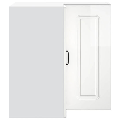 vidaXL Kitchen Wall Corner Cabinet "Kalmar" High Gloss White Engineered Wood