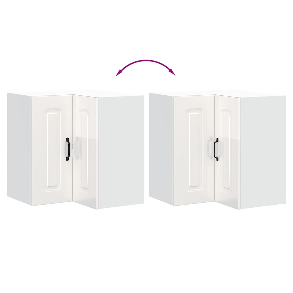 vidaXL Kitchen Wall Corner Cabinet "Kalmar" High Gloss White Engineered Wood