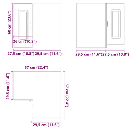 vidaXL Kitchen Wall Corner Cabinet "Kalmar" High Gloss White Engineered Wood