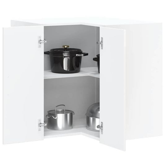 vidaXL Kitchen Wall Corner Cabinet "Kalmar" High Gloss White Engineered Wood