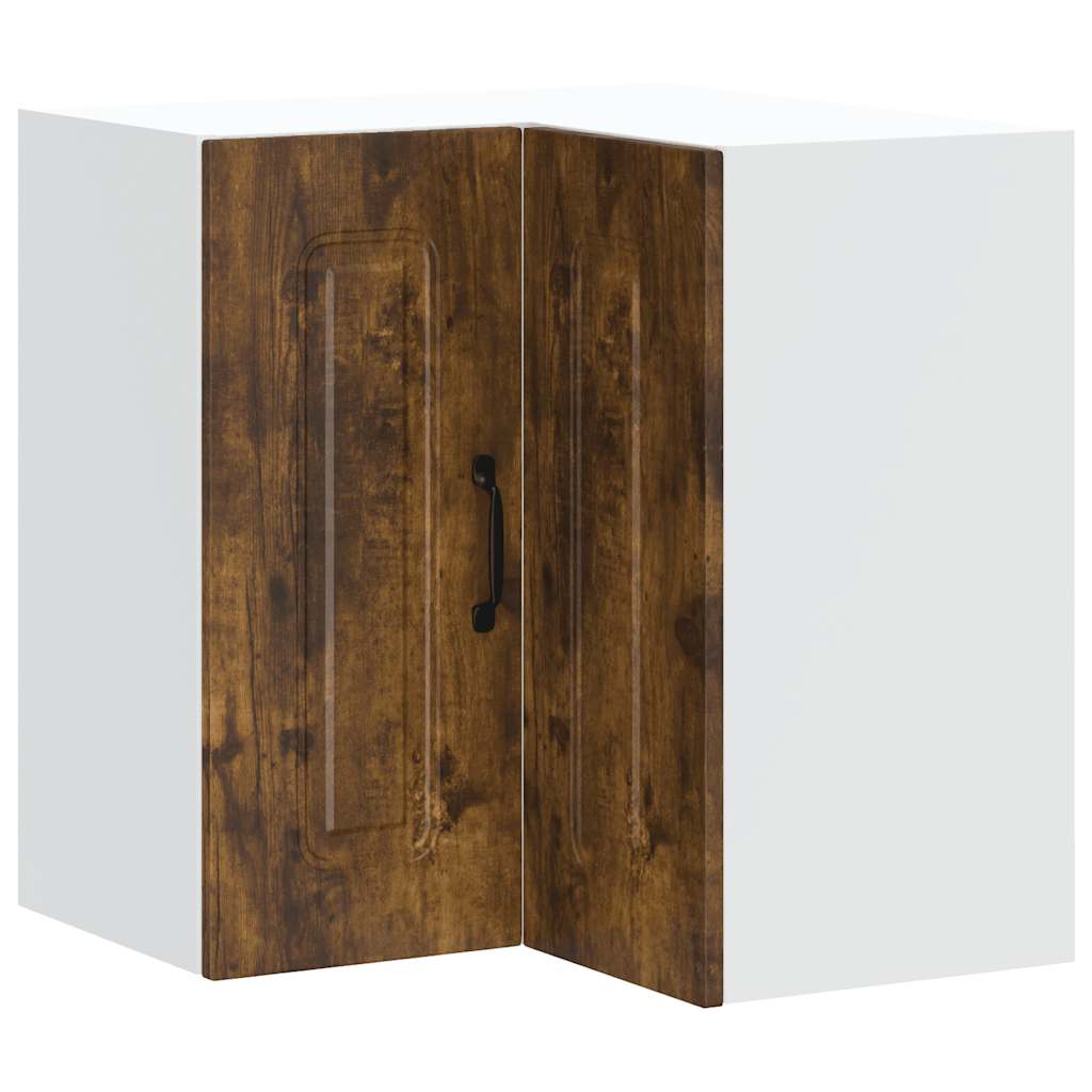 vidaXL Kitchen Wall Corner Cabinet "Kalmar" Smoked Oak Engineered Wood