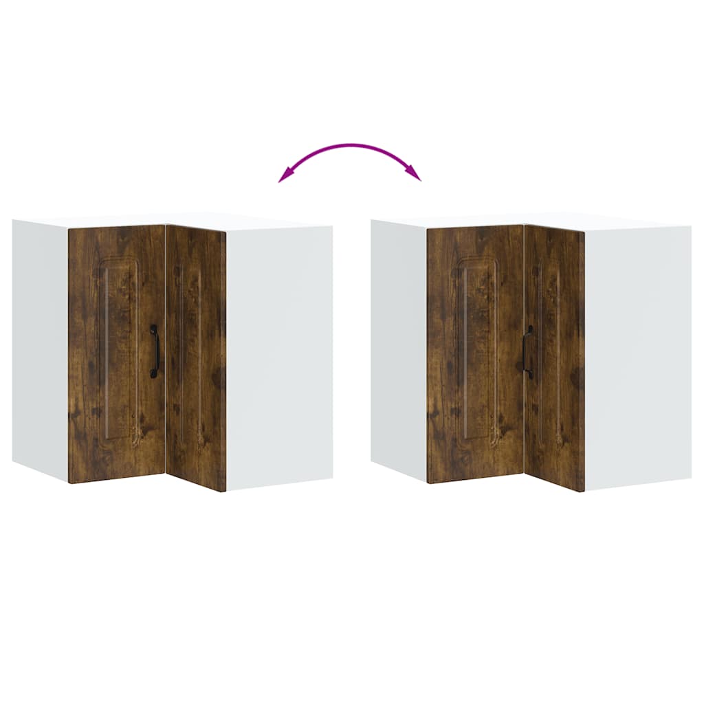 vidaXL Kitchen Wall Corner Cabinet "Kalmar" Smoked Oak Engineered Wood