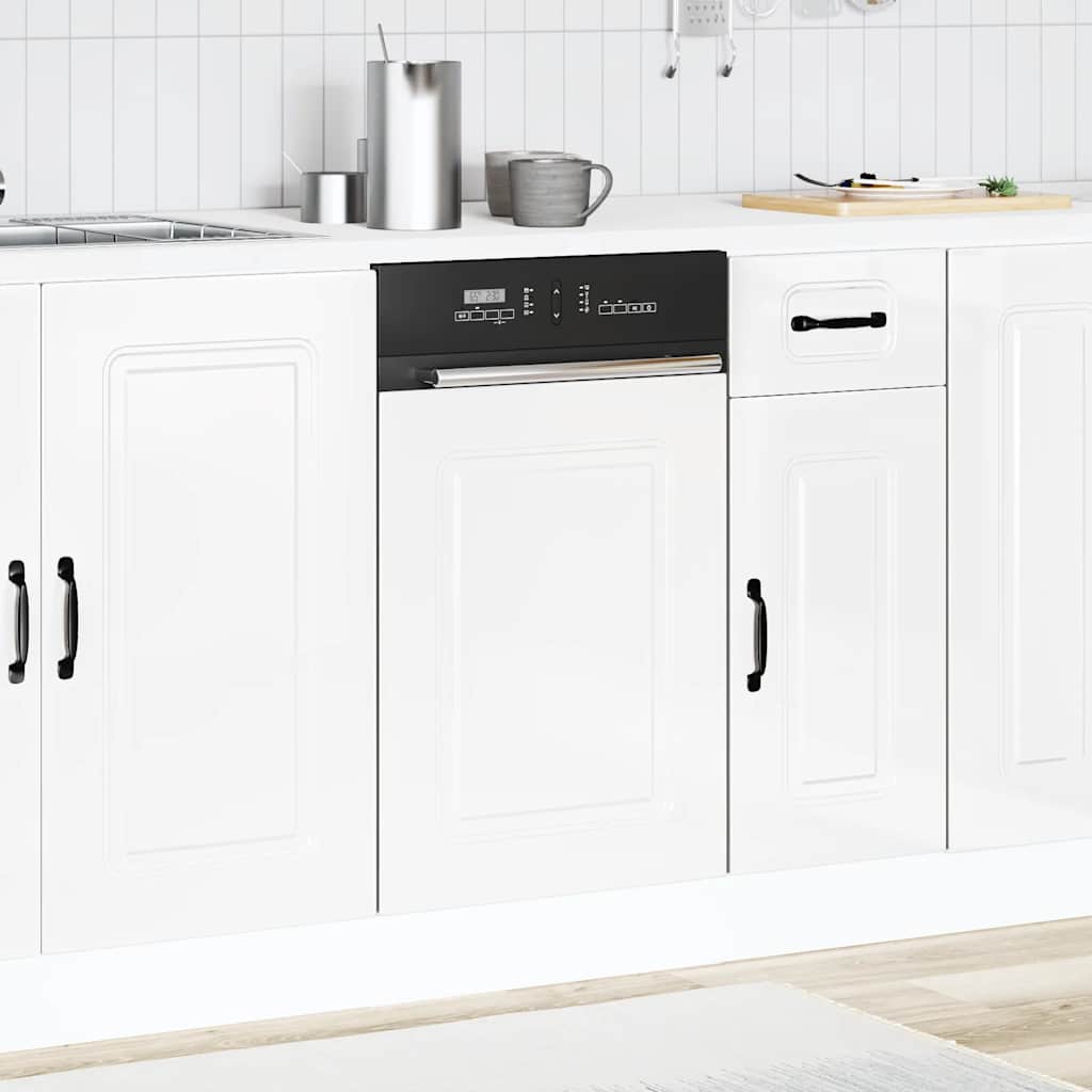 vidaXL Dishwasher Panel "Kalmar" High Gloss White 45x1,5x57 cm Engineered Wood