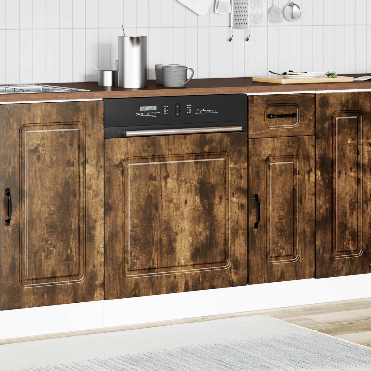 vidaXL Dishwasher Panel "Kalmar" Smoked Oak 60x1,5x57 cm Engineered Wood