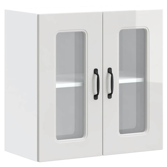 vidaXL Kitchen Wall Cabinet with Glass Door "Kalmar" High Gloss White Engineered Wood