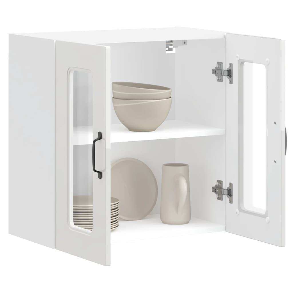 vidaXL Kitchen Wall Cabinet with Glass Door Kalmar High Gloss White Engineered Wood