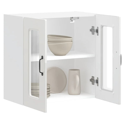 vidaXL Kitchen Wall Cabinet with Glass Door Kalmar High Gloss White Engineered Wood
