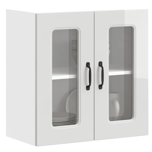 vidaXL Kitchen Wall Cabinet with Glass Door "Kalmar" High Gloss White Engineered Wood