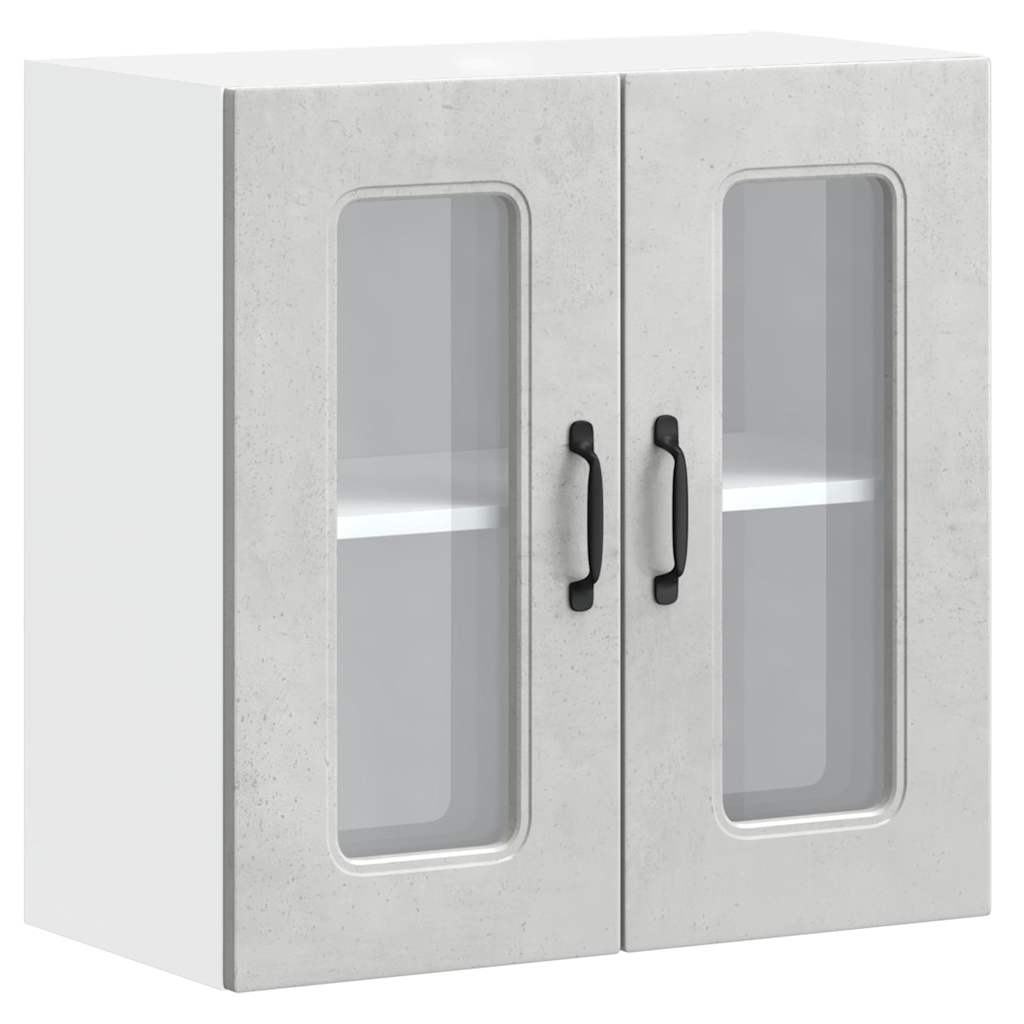 vidaXL Kitchen Wall Cabinet with Glass Door "Kalmar" Concrete Grey Engineered Wood