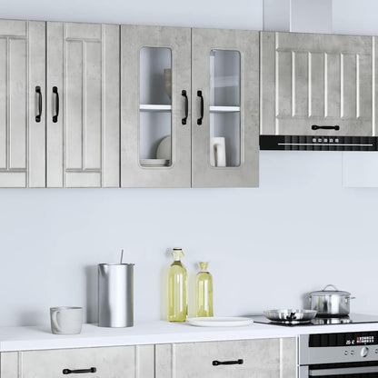 vidaXL Kitchen Wall Cabinet with Glass Door "Kalmar" Concrete Grey Engineered Wood