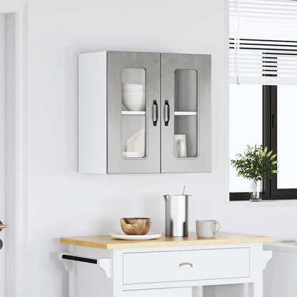 vidaXL Kitchen Wall Cabinet with Glass Door "Kalmar" Concrete Grey Engineered Wood