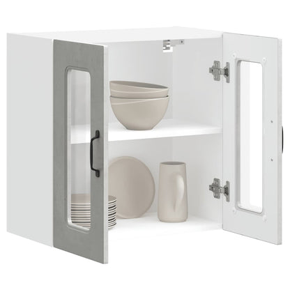 vidaXL Kitchen Wall Cabinet with Glass Door "Kalmar" Concrete Grey Engineered Wood