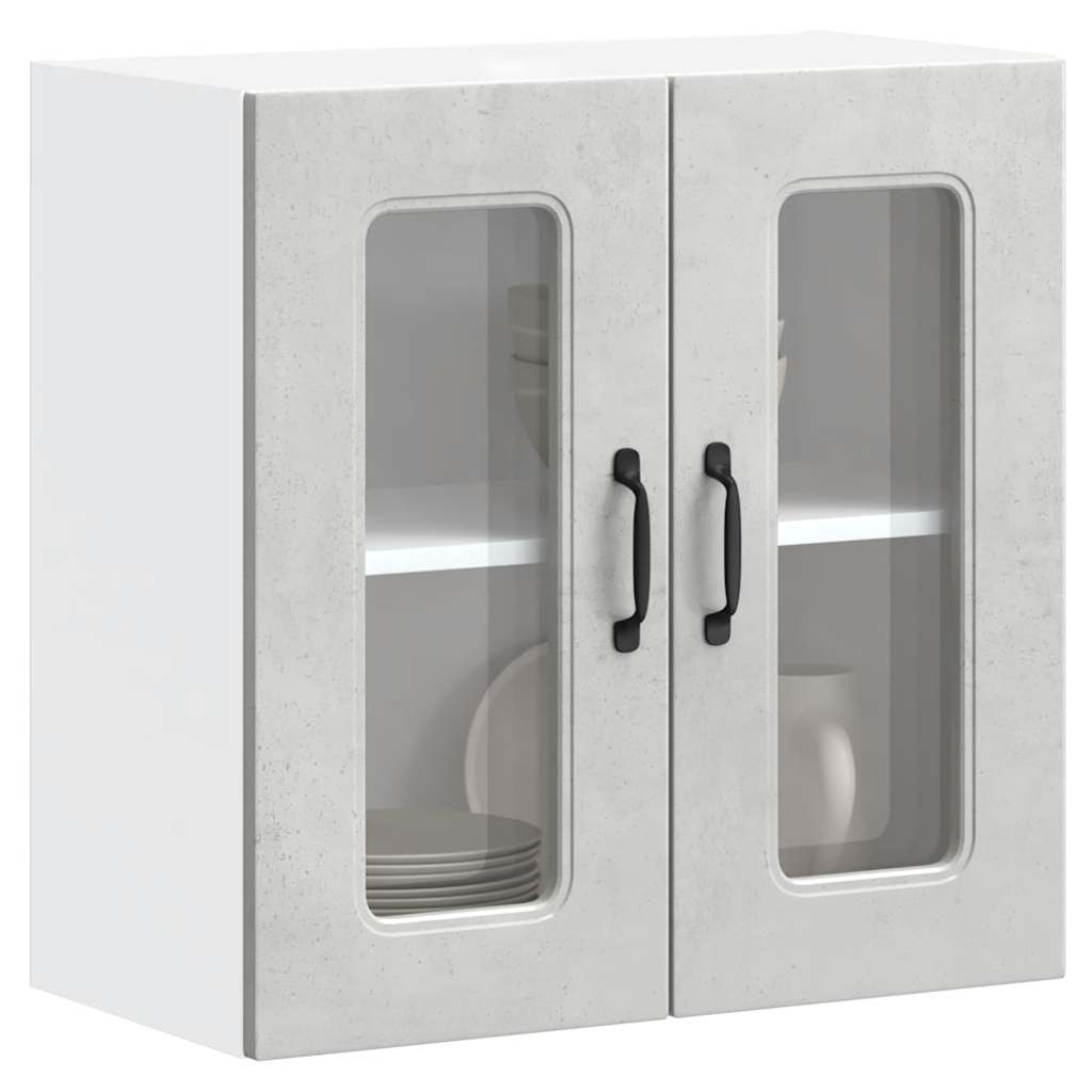 vidaXL Kitchen Wall Cabinet with Glass Door "Kalmar" Concrete Grey Engineered Wood