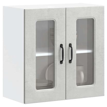 vidaXL Kitchen Wall Cabinet with Glass Door "Kalmar" Concrete Grey Engineered Wood