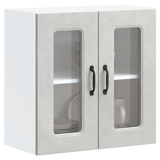 vidaXL Kitchen Wall Cabinet with Glass Door "Kalmar" Concrete Grey Engineered Wood