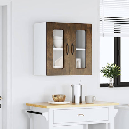 vidaXL Kitchen Wall Cabinet with Glass Door Kalmar Smoked Oak Engineered Wood