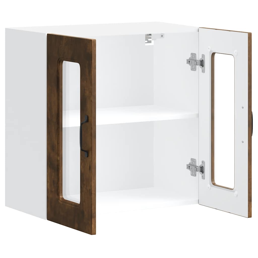 vidaXL Kitchen Wall Cabinet with Glass Door Kalmar Smoked Oak Engineered Wood