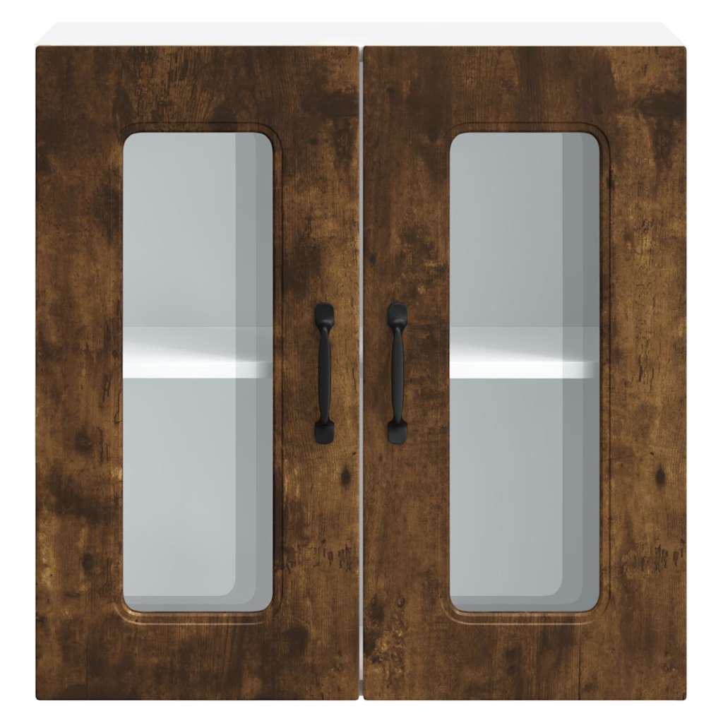 vidaXL Kitchen Wall Cabinet with Glass Door Kalmar Smoked Oak Engineered Wood