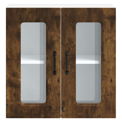vidaXL Kitchen Wall Cabinet with Glass Door Kalmar Smoked Oak Engineered Wood